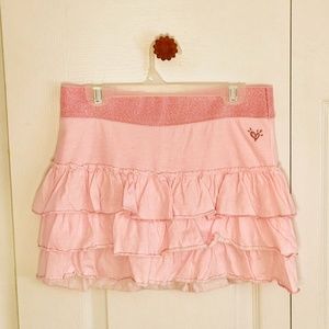 Justice Girls Light Pink Ruffle Skirt With Shorts Underneath